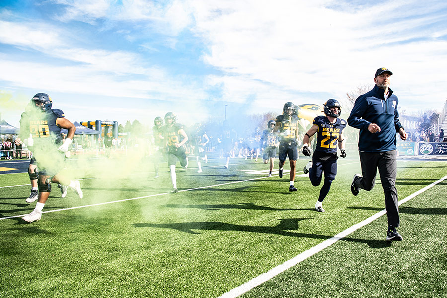 Football team taking the field